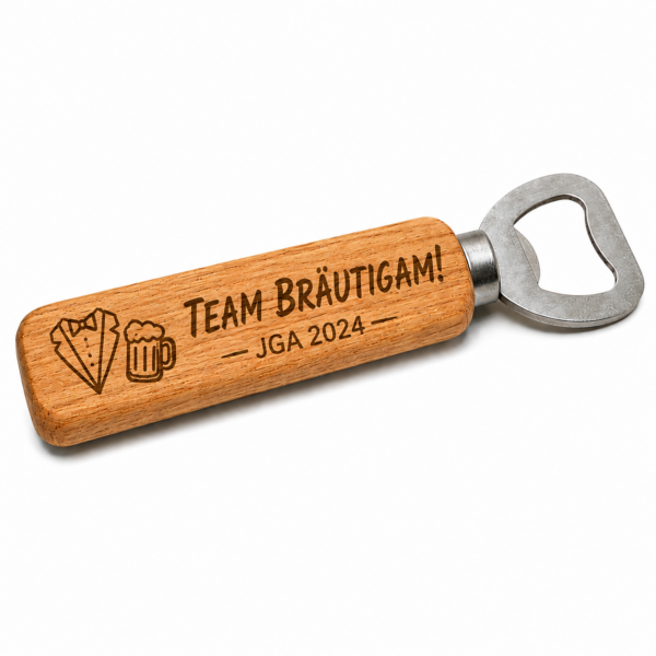 Personalisierter Flaschenöffner aus Holz